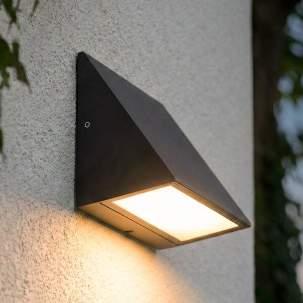 Lindby LED εξωτερικός φωτισμός τοίχου Triava, μαύρος, αλουμίνιο, IP65, Μαύρο, Αλουμίνιο, σύγχρονο