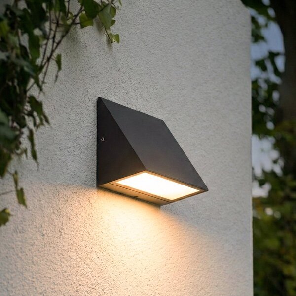 Lindby LED εξωτερικός φωτισμός τοίχου Triava, μαύρος, αλουμίνιο, IP65, Μαύρο, Αλουμίνιο, σύγχρονο