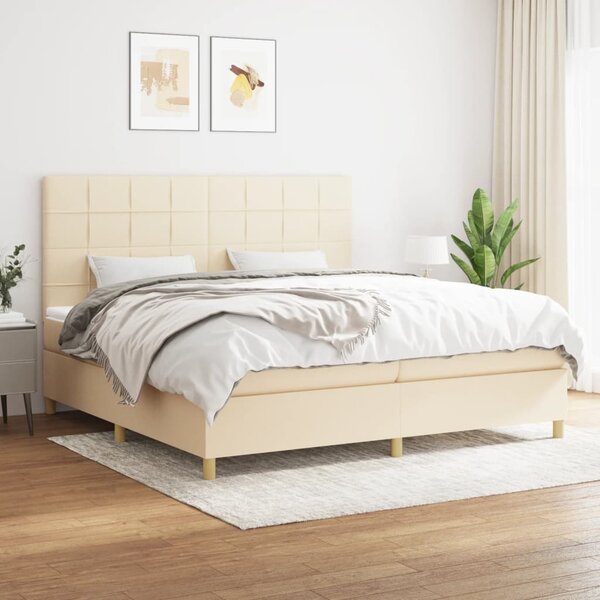 VidaXL Κρεβάτι Boxspring με Στρώμα Κρεμ 200x200 εκ. Υφασμάτινο