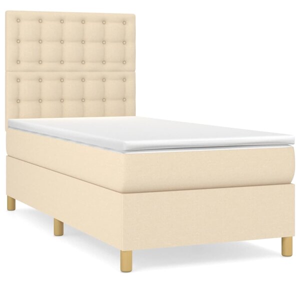 VidaXL Κρεβάτι Boxspring με Στρώμα Κρεμ 80 x 200 εκ. Υφασμάτινο