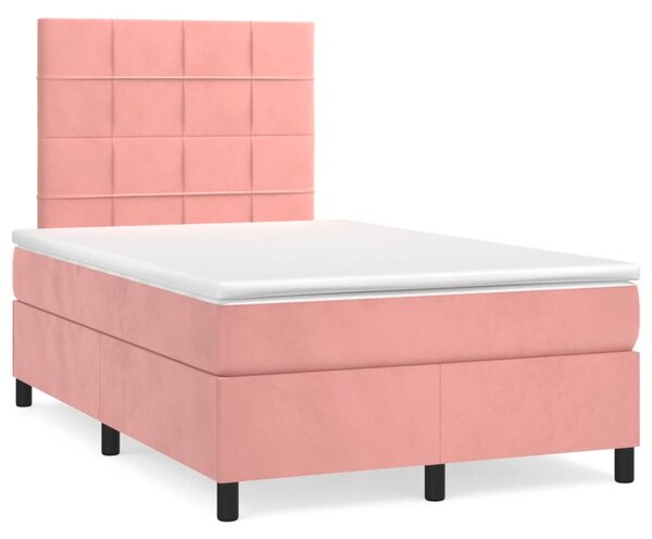 VidaXL Κρεβάτι Boxspring με Στρώμα Ροζ 120x200 εκ. Βελούδινο