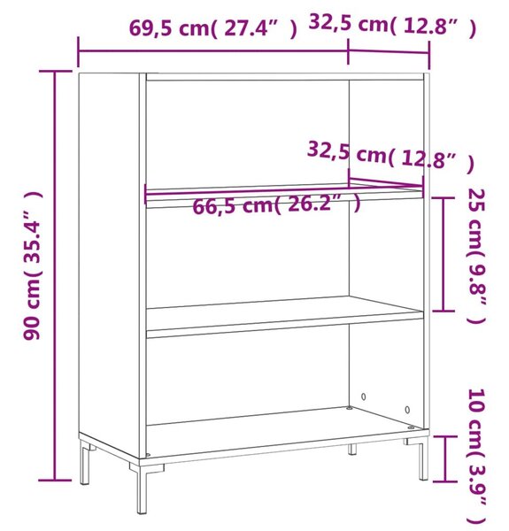 Βιβλιοθήκη Καπνιστή Δρυς 69,5 x 32,5 x 90 εκ. από Επεξεργ. Ξύλο - Γκρι