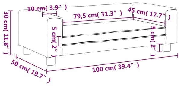 Καναπές Παιδικός με Υποπόδιο Κρεμ 100 x 50 x 30 εκ. Συνθ. Δέρμα - Κρεμ