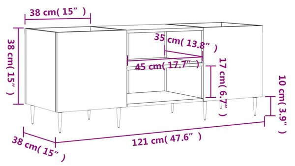 Δισκοθήκη Λευκή 121 x 38 x 48 εκ. Επεξεργασμένο Ξύλο - Λευκό