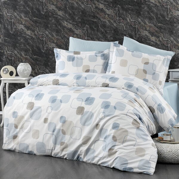 Παπλωματοθήκη Μονή (160x240) Dimcol Μελίνα 707 White-Light Blue
