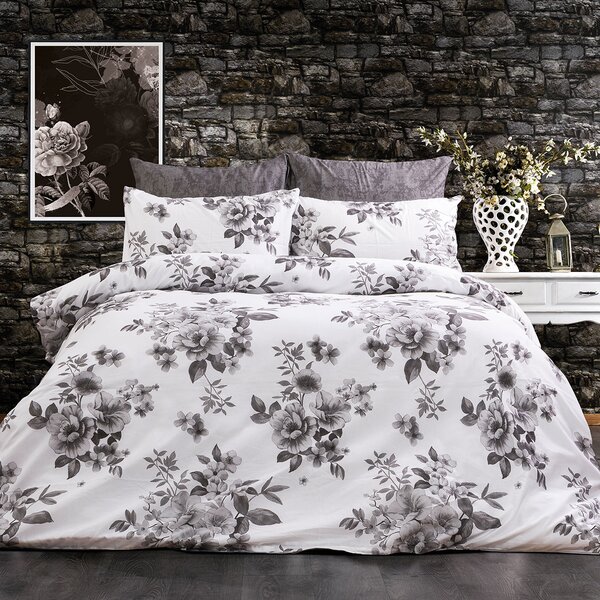 Παπλωματοθήκη Μονή (160x240) Dimcol Βερονίκη 487 White-Grey