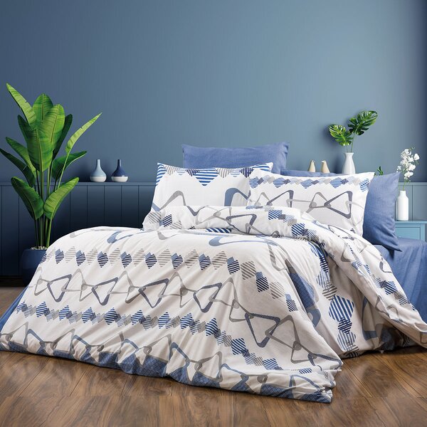 Σεντόνια Μονά (Σετ 160x240) Dimcol Δαρεία 489 White-Blue