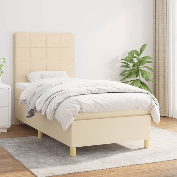 VidaXL Κρεβάτι Boxspring με Στρώμα Κρεμ 80 x 200 εκ. Υφασμάτινο