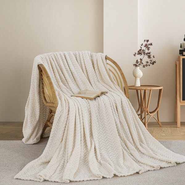 Κουβέρτα Fleece Ημίδιπλη (180x240) AdamHome 550 Ecru
