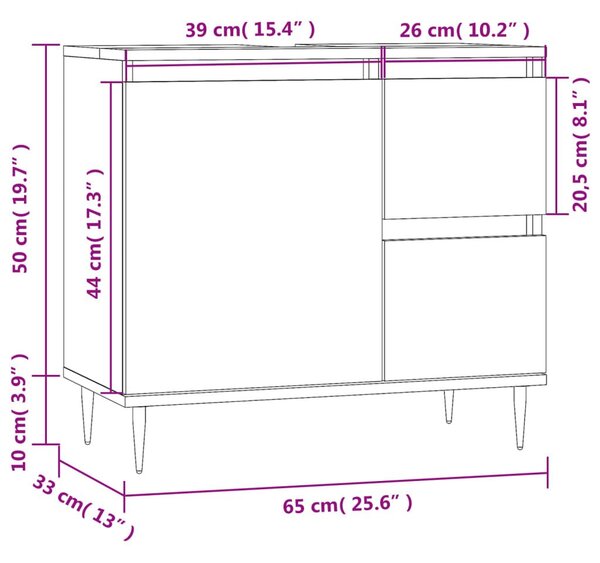 Ντουλάπι Μπάνιου Μαύρο 65x33x60 εκ. Επεξεργασμένο Ξύλο - Μαύρο