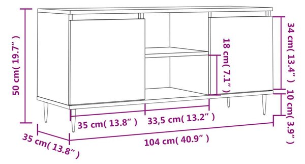 Έπιπλο Τηλεόρασης Γκρι Σκυροδ. 104 x 35 x 50 εκ. Επεξεργ. Ξύλο - Γκρι