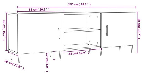 Έπιπλο Τηλεόρασης Sonoma Δρυς 150x30x50 εκ. Επεξεργασμένο Ξύλο - Καφέ