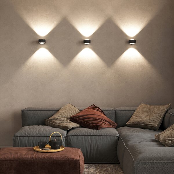 Top Light Puk Maxx Wall, LED, διαφανείς φακοί, μαύρο ματ, ρυθμιζόμενος, Μαύρο, Σαλόνι / τραπεζαρία, Μέταλλο, σχεδιασμός