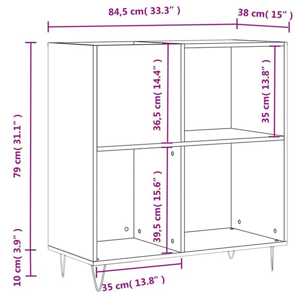 Δισκοθήκη Γκρι Sonoma 84,5 x 38 x 89 εκ. από Επεξεργασμένο Ξύλο - Γκρι