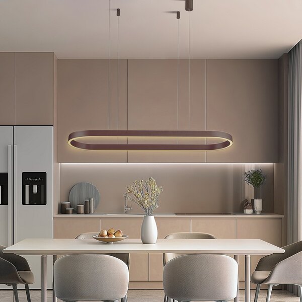 Lucande Smart LED κρεμαστό φωτιστικό Melinay, καφέ, CCT, Tuya, ρυθμιζόμενος, Καφέ / Σκουριάς, Σαλόνι / τραπεζαρία, Αλουμίνιο, σύγχρονο