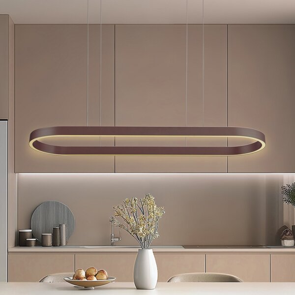 Lucande Smart LED κρεμαστό φωτιστικό Melinay, καφέ, CCT, Tuya, ρυθμιζόμενος, Καφέ / Σκουριάς, Σαλόνι / τραπεζαρία, Αλουμίνιο, σύγχρονο