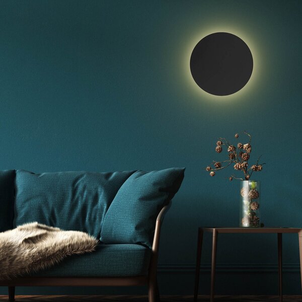 TK Lighting Φωτιστικό τοίχου Lunia New, μαύρο, Ø 40 cm, ρυθμιζόμενος, Μαύρο, Σαλόνι / τραπεζαρία, Μέταλλο