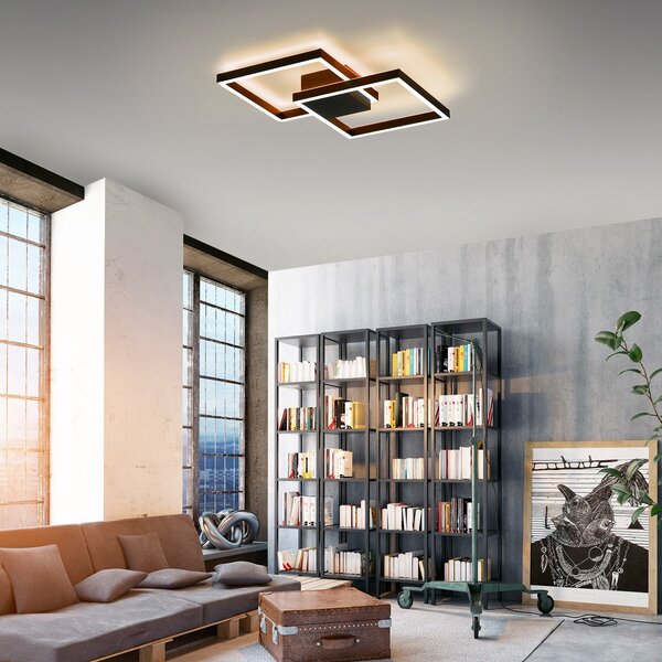 Q-Smart-Home Paul Neuhaus Q-MARKO LED φωτιστικό οροφής, 2fl, γωνιακό, ρυθμιζόμενος, Μαύρο, Σαλόνι / τραπεζαρία, Μέταλλο, σύγχρονο