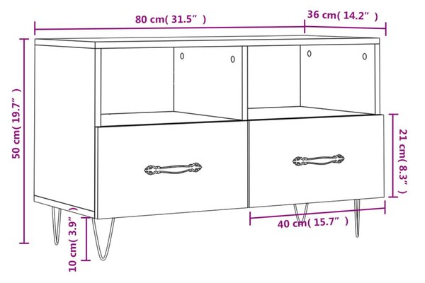 Έπιπλο Τηλεόρασης Γκρι Σκυροδέματος 80x36x50 εκ. Επεξεργ. Ξύλο - Γκρι