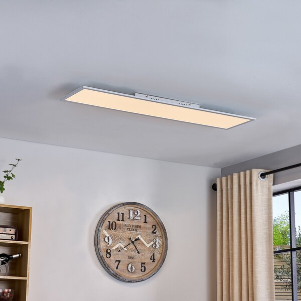 Lindby LED πάνελ Lamin, λευκό, 120 cm, CCT, dimmable, τηλεχειριστήριο, ρυθμιζόμενος, Λευκό, Σαλόνι / τραπεζαρία, Μέταλλο, σύγχρονο