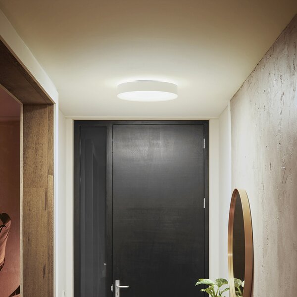 Philips Hue Φωτιστικό οροφής Enrave LED 38.1cm λευκό, ρυθμιζόμενος, Λευκό, Σαλόνι / τραπεζαρία, Μέταλλο, σύγχρονο