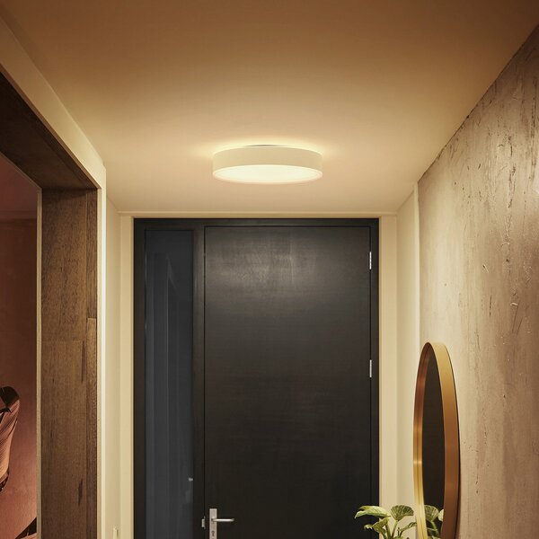 Philips Hue Φωτιστικό οροφής Enrave LED 38.1cm λευκό, ρυθμιζόμενος, Λευκό, Σαλόνι / τραπεζαρία, Μέταλλο, σύγχρονο