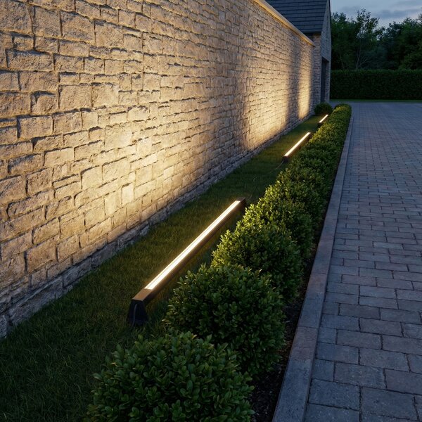 Lindby LED φωτιστικό δαπέδου Zavio, ανθρακί, πασσάλου, IP65, Μαύρο, Αλουμίνιο, σύγχρονο