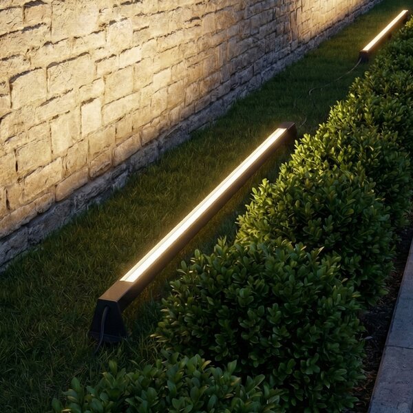 Lindby LED φωτιστικό δαπέδου Zavio, ανθρακί, πασσάλου, IP65, Μαύρο, Αλουμίνιο, σύγχρονο