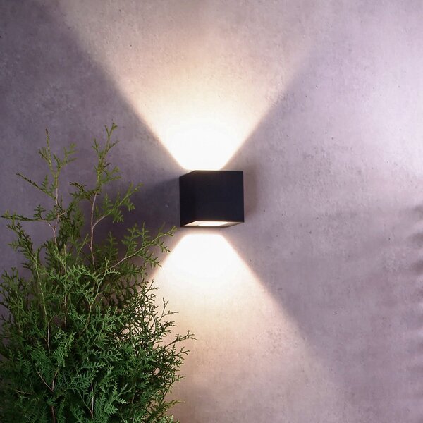 Deko-Light Εξωτερικό φωτιστικό τοίχου LED Jabbah, σκούρο γκρι, πάνω/κάτω, Γκρι, Μέταλλο, σύγχρονο, Πρίζα τοίχου πάνω/κάτω