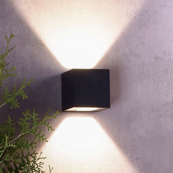 Deko-Light Εξωτερικό φωτιστικό τοίχου LED Jabbah, σκούρο γκρι, πάνω/κάτω, Γκρι, Μέταλλο, σύγχρονο, Πρίζα τοίχου πάνω/κάτω