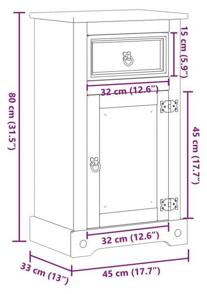 Ντουλάπι Μπάνιου Corona 45x33x80 εκ. από Μασίφ Ξύλο Πεύκου - Καφέ