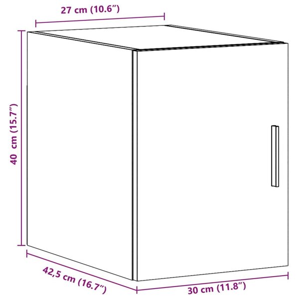 Ντουλάπι Τοίχου Γκρι Σκυρ. 30x42,5x40 εκ. Επεξεργασμένο Ξύλο - Γκρι