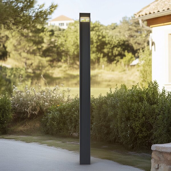 Lucande Φωτιστικό LED εξωτερικού χώρου Tavion, 230 cm, ανθρακί, IP65, Μαύρο, Αλουμίνιο, σύγχρονο