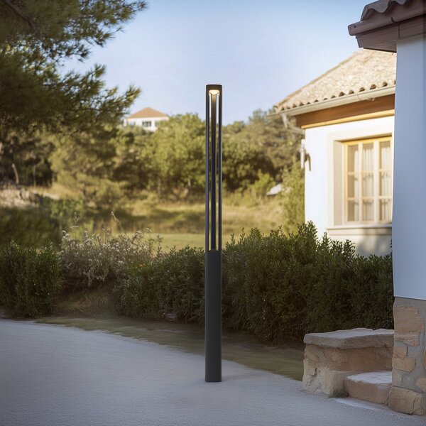 Lucande LED εξωτερικός φωτισμός Pirron, 230 cm, ανθρακί, IP65, Μαύρο, Αλουμίνιο, σύγχρονο