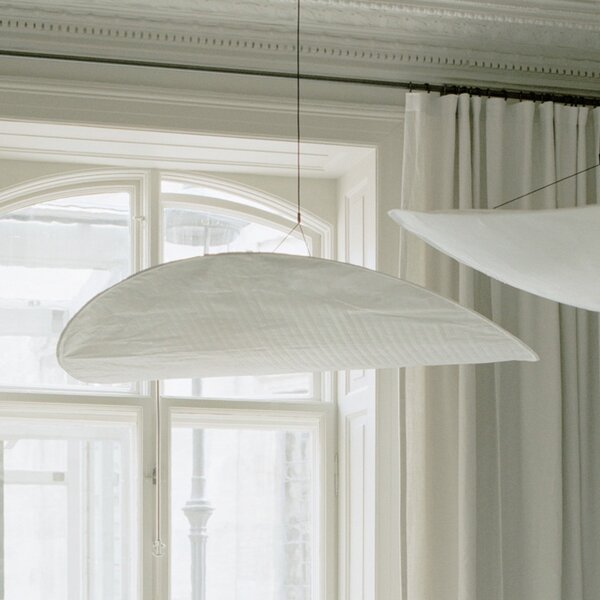 New Works Φωτιστικό οροφής LED Tense της Works, Ø 90 cm, λευκό, ρυθμιζόμενος, Λευκό, Κουζίνα, Πλαστικό, σχεδιασμός
