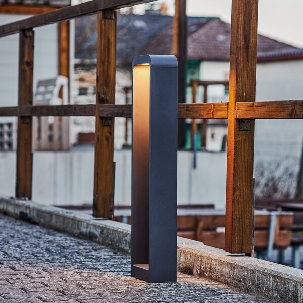 Lindby Emima LED φωτιστικό μονοπατιών, 80 cm, ανθρακί, αλουμίνιο, Μαύρο, Μέταλλο, σύγχρονο