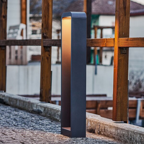 Lindby Emima LED φωτιστικό μονοπατιών, 80 cm, ανθρακί, αλουμίνιο, Μαύρο, Μέταλλο, σύγχρονο