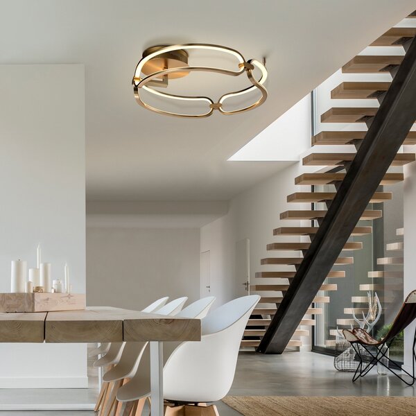 Schuller Valencia Φωτιστικό οροφής Colette LED, τριών λαμπτήρων, ροζ χρυσό, Χρυσό / Ορείχαλκου, Σαλόνι / τραπεζαρία, Αλουμίνιο, σύγχρονο