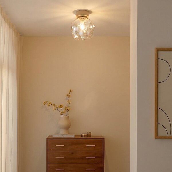TK Lighting Φωτιστικό οροφής Lava, άμμος/κονιάκ, γυαλί, Ø 15 cm, G9, ρυθμιζόμενος, Μπεζ, Σαλόνι / τραπεζαρία, Γυαλί, σύγχρονο