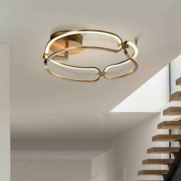 Schuller Valencia Φωτιστικό οροφής Colette LED, τριών λαμπτήρων, ροζ χρυσό, Χρυσό / Ορείχαλκου, Σαλόνι / τραπεζαρία, Αλουμίνιο, σύγχρονο