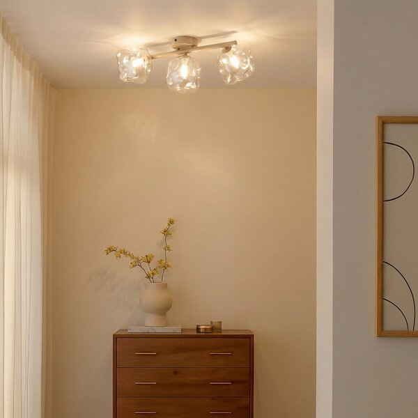 TK Lighting Φωτιστικό οροφής Lava, 3 λάμπες, μήκος 50 cm, χρώμα άμμου/κονιάκ, G9, ρυθμιζόμενος, Μπεζ, Σαλόνι / τραπεζαρία, Γυαλί, σύγχρονο