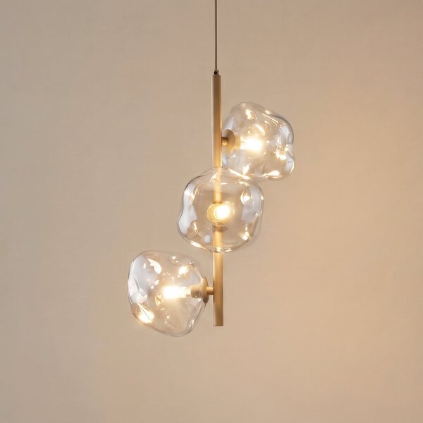 TK Lighting Κρεμαστό φωτιστικό Lava, 3 λάμπες, Ø 29 cm, άμμος/κονιάκ, G9, ρυθμιζόμενος, Μπεζ, Σαλόνι / τραπεζαρία, Γυαλί, σύγχρονο