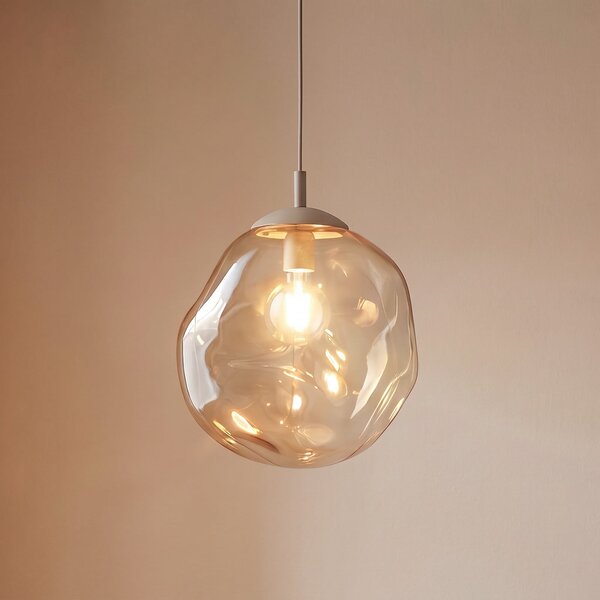 TK Lighting Κρεμαστό φωτιστικό Lava, Ø 35 cm, E27, άμμος/κονιάκ, γυαλί, ρυθμιζόμενος, Μπεζ, Σαλόνι / τραπεζαρία, Γυαλί, σύγχρονο