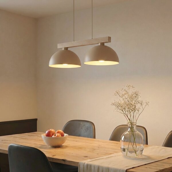 TK Lighting Κρεμαστό φωτιστικό Oslo, χρώμα άμμου, 2 λάμπες, μήκος 83 cm, E27, ρυθμιζόμενος, Μπεζ, Σαλόνι / τραπεζαρία, Μέταλλο, σύγχρονο