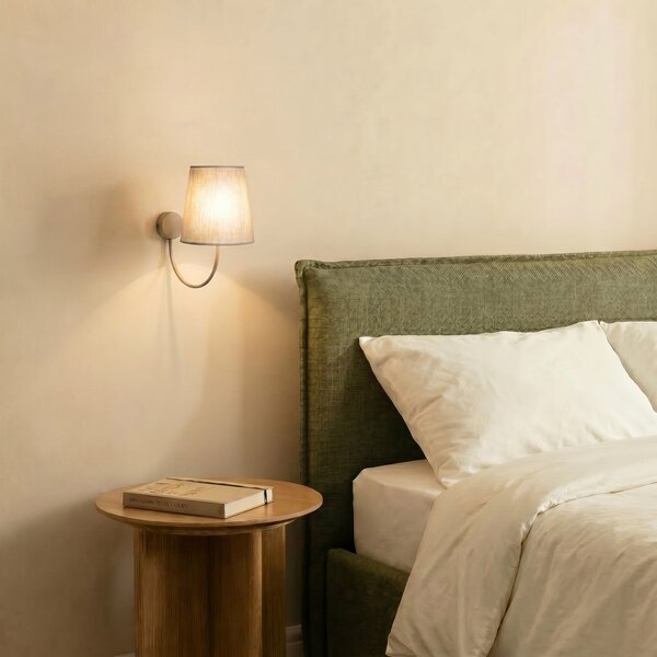 TK Lighting Φωτιστικό τοίχου Candi, μπεζ/αμμώδες, λινό, ύψος 34 cm, E27, ρυθμιζόμενος, Μπεζ, Σαλόνι / τραπεζαρία, Ύφασμα / Κλωστοϋφαντουργία, σύγχρονο