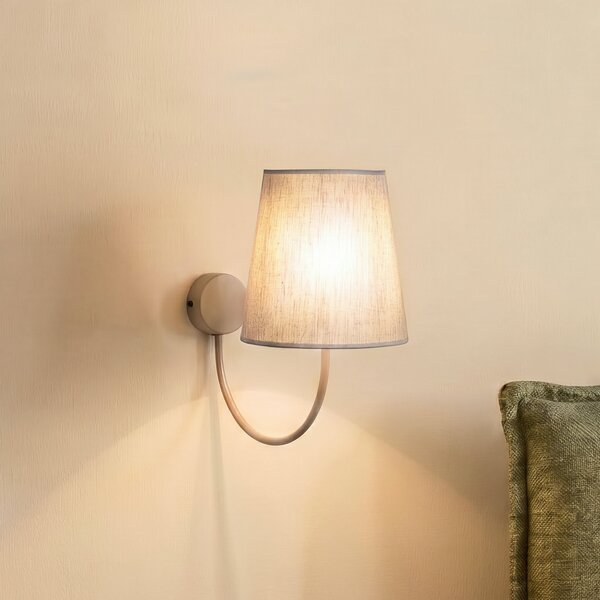 TK Lighting Φωτιστικό τοίχου Candi, μπεζ/αμμώδες, λινό, ύψος 34 cm, E27, ρυθμιζόμενος, Μπεζ, Σαλόνι / τραπεζαρία, Ύφασμα / Κλωστοϋφαντουργία, σύγχρονο