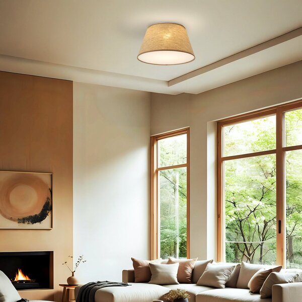 TK Lighting Φωτιστικό οροφής Formo, μπεζ, λινό, Ø 38 cm, E27, ρυθμιζόμενος, Μπεζ, Σαλόνι / τραπεζαρία, Ύφασμα / Κλωστοϋφαντουργία, σύγχρονο