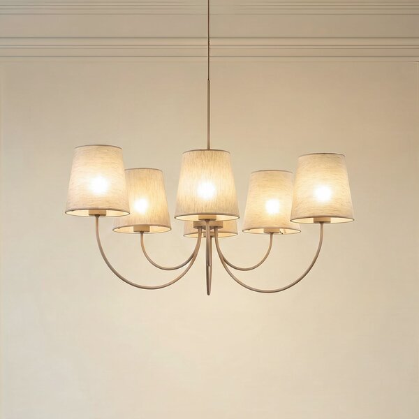TK Lighting Πολυέλαιος Candi, μπεζ/αμμώδης, 6 λαμπτήρες, Ø 85 cm, E27, ρυθμιζόμενος, Μπεζ, Σαλόνι / τραπεζαρία, Ύφασμα / Κλωστοϋφαντουργία, σύγχρονο
