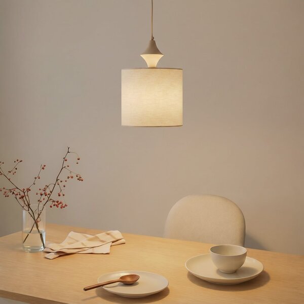 TK Lighting Φωτιστικό οροφής Amura, μπεζ/αμμώδες, ύφασμα, Ø 25 cm, E27, ρυθμιζόμενος, Μπεζ, Σαλόνι / τραπεζαρία, Ύφασμα / Κλωστοϋφαντουργία, σύγχρονο