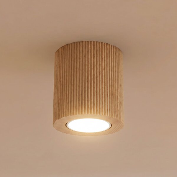 TK Lighting Επιτοίχιος προβολέας Eve, ύψος 8,5 cm, GU10, ξύλο, ρυθμιζόμενος, Ξύλου, Σαλόνι / τραπεζαρία, Ξύλο, σύγχρονο